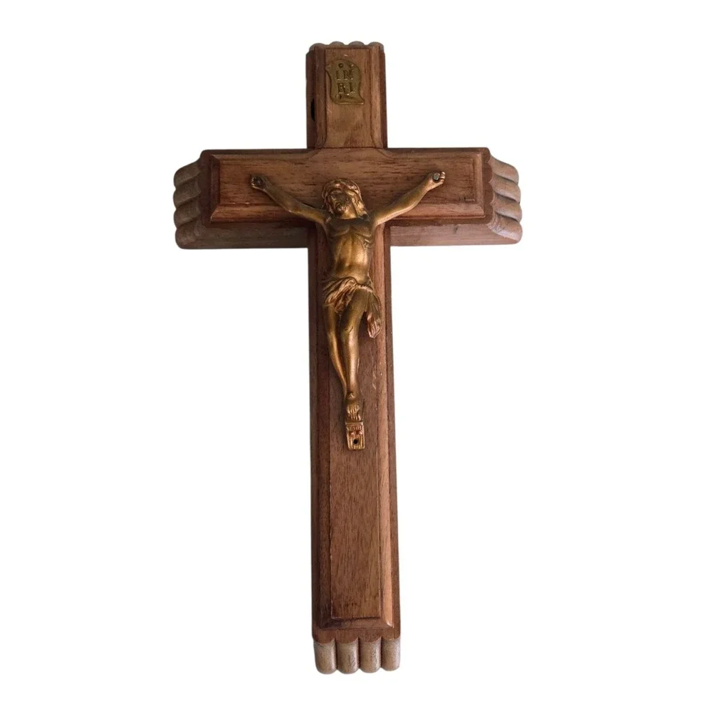 Vintage Wooden Last Rites Wall Cross Crucifix Catholic Sick Call Religious Box‎